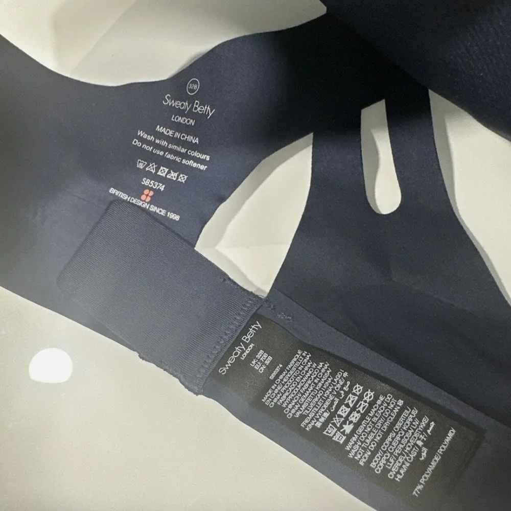NWT $68 SWEATY BETTY [ XS‎ ] Power Medium Impact Sports Bra in Blue #5862